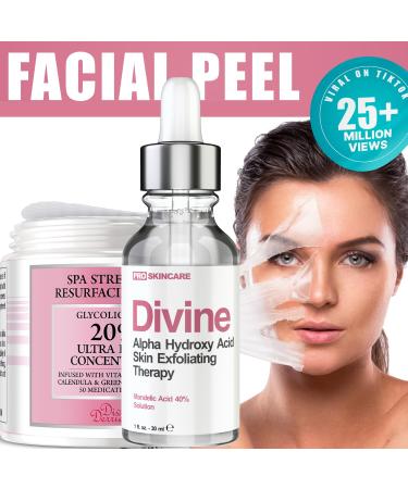 Divine Glow Kit: 20% Glycolic Acid Resurfacing Pads & 40% AHA Mandelic Acid Peel Serum - Professional Skin Care Set for Radiant Skin - Buy Online on GoSupps.com