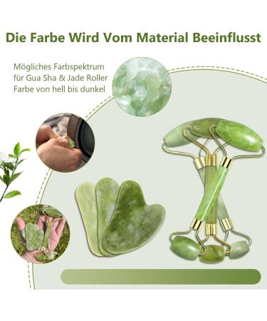 GUGUG Gua Sha Stone & Jade Roller Set - Reduce Puffiness & Enhance Skincare - Green - International Shipping - Buy Online on GoSupps.com