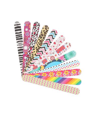 YIMICOO 12PCS Nail Files 150/150 Grit  Emery Boards for Nails  Professional Double Sided Nail File and Buffers for Women Girls Natural Acrylic Nails  Colorful  7 Inches