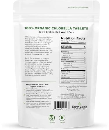Organic Chlorella Tablets 1,000 Count | High Potency Superfood | Chlorophyll Pills from 100% Pure Green Algae | Broken Cell Wall for Max Absorption | Vegan, Kosher, Non-GMO | 4 Tabs per Day (1-Pack) - Buy Online on GoSupps.com