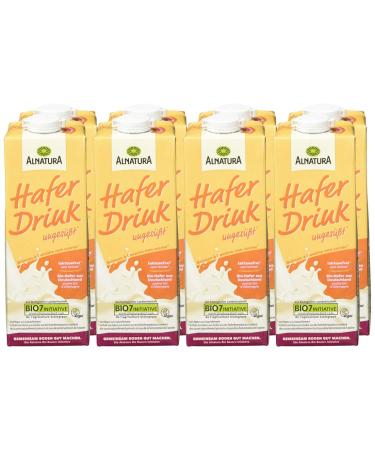 Alnatura Organic Oat Drink - Unsweetened Lactose-Free & Vegan | Pack of 8 (1L) - Buy Internationally - Buy Online on GoSupps.com