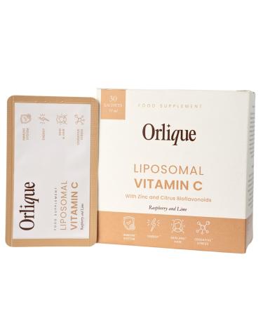 Orlique Liposomal Vitamin C 1000 mg - High Dose Liquid with Zinc & Bioflavonoids - Vegan & Keto Friendly - High Bioavailability - 30 Sachets - No Soy/Gluten Natural Preservation