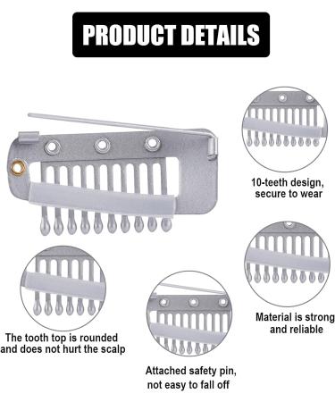 12pcs Wig Clip with Safety Pins - Invisible Strong Hair Extension Snap Clips for Secure Wig - Silver Hair Accessories for Girls and Women - Buy Online on GoSupps.com