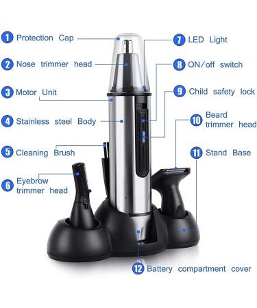 Professional Ear and Nose Hair Trimmer - Painless Battery-Operated Clipper for Men & Women IPX7 Waterproof Dual Edge Blades - Buy Online on GoSupps.com