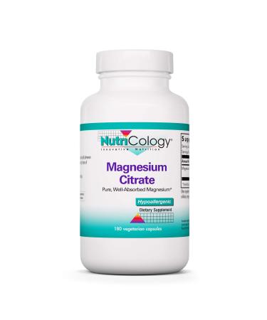 NutriCology Magnesium Citrate - Well-Absorbed Bone and Stress Support - 180 Vegetarian Capsules