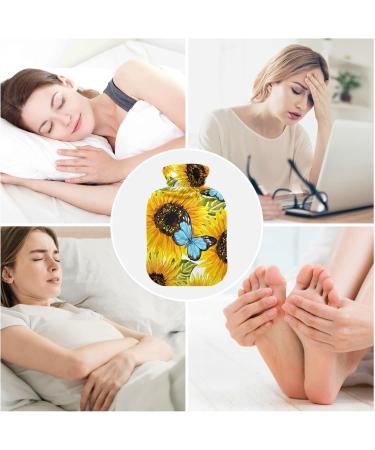 Mnsruu Hot Water Bottle with Soft Cover - Sunflower Butterfly Design Perfect Christmas Gift for Women & Kids 2L International Shipping - Buy Online on GoSupps.com