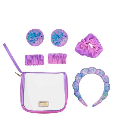 Lilly Pulitzer Self Care Kit Spa Gift Set for Women with Spa Headband 2 Face Wash Pads 2 Wristbands and Scrunchie Secret Escape