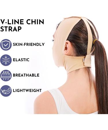 Post Surgery Chin Strap V-Shaped Face Slimmer for Double Chin Reduction - S/M Beige - Buy Online on GoSupps.com