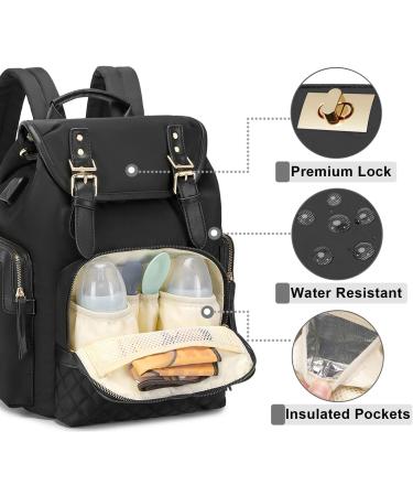 Diaper Bag Backpack TERZINI BEAR Diaper Bags for Baby Boy Girl with USB Charging Port Changing mat Stroller Hooks (Black) - Buy Online on GoSupps.com