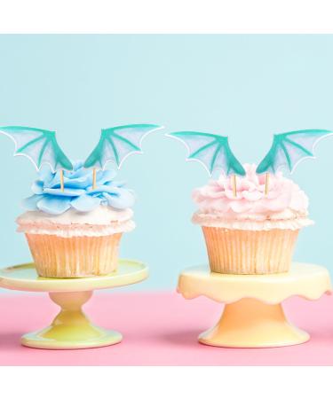24 Green Dragon & Bat Wing Cupcake Toppers - Dinosaur Party Decorations | Dragon Themed Birthday Accessories - Buy Online on GoSupps.com