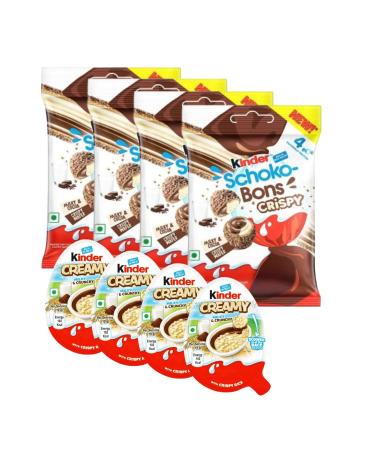 Kinder Schokobons Crispy Mini & Creamy Mix-Pack - Large pack with 4x Crispy and 4x Creamy for moments of enjoyment