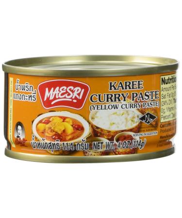 Maesri Yellow Curry Paste (Kang Karee) 4 Oz.- Pack of 4 4 Ounce (Pack of 4)