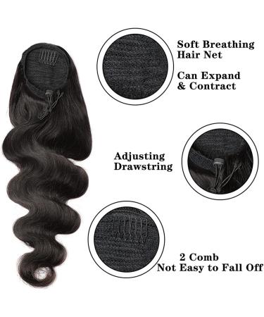 Ponytail Hair Extension 10-30 Inch Wave Black Human Hair Body Wave Drawstring Ponytail Extension Ponytail Hairpiece Clip in Remy Human Hair Extension Ponytail Hairpiece (Color : Natural Color Size 26inch Natural Color - Buy Online on GoSupps.com