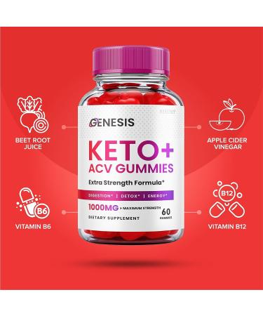 Genesis Keto ACV Gummies - Advanced Weight Loss Formula with Apple Cider Vinegar (60 Gummies) - Buy Online on GoSupps.com