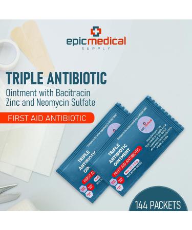 Triple Antibiotic Ointment Packets - 144 Box | Fast Healing First Aid Cream with Bacitracin Zinc & Neomycin Sulfate for Wounds Burns Cuts & Scratches - Buy Online on GoSupps.com
