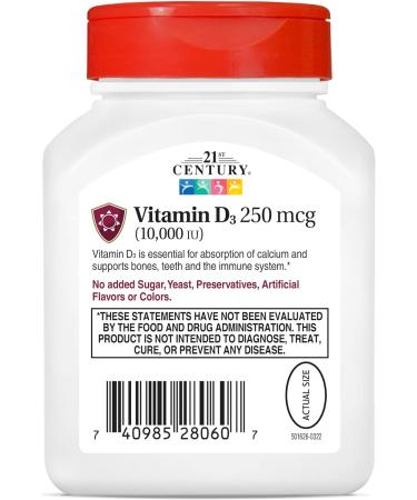 21st Century Vitamin D3 10,000 IU Softgels - 110 Count - Buy Online on GoSupps.com