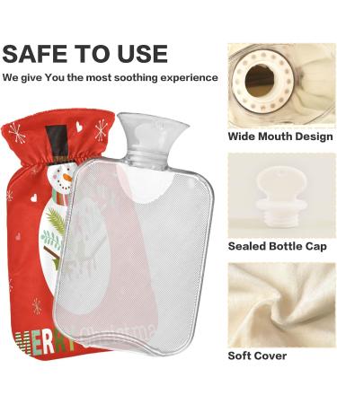 Cozy Snowman Motif Hot Water Bottle | 2L Fleece Cover for Hot & Cold Therapy - International Shipping Available - Buy Online on GoSupps.com