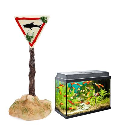 Aquarium decoration Harz Hai-Warnschild Funny Fish Tank Ornament Decoration Aquarium Aquarium Aquarium Landscape for Underwater Decoration Aquarium Fish Pond (White) D-White