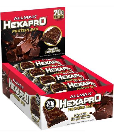 Allmax HexaPro Protein Bar Chocolate Fudge Brownie with 20g Protein and with only 5g Sugar Snacking for High in Protein Diets or post workout diets 53g (12 Count) - Buy Online on GoSupps.com
