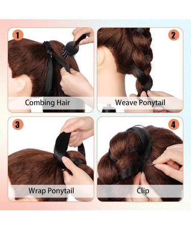 32 Inch Long Braided Ponytail Extension with Hair Tie Black Long Straight Wrap Around Hair Braid Extensions Pony Tail DIY Natural Soft Synthetic Braided Ponytail Hairpiece Wig for Women Daily Wear - Buy Online on GoSupps.com