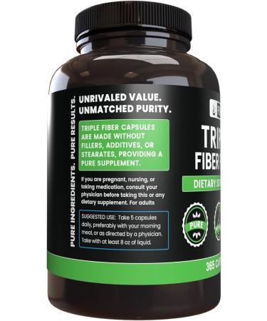 Pure Original Ingredients Triple Fiber (365 Capsules) No Magnesium Or Rice Fillers Always Pure Lab Verified 365 Count (Pack of 1) - Buy Online on GoSupps.com