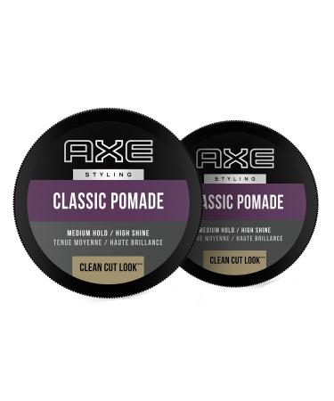 Axe Styling Look Classic Pomade Medium Hold and Natural Finish Clean Cut Look, Classic Axe Hair Pomade For Easy To Style Hair 2.64oz (Pack of 2) Hair Pomade- Classic 2.64 Ounce (Pack of 2)