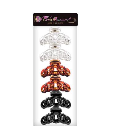 RC Roche 6-Pack Vintage Hair Clips for Women - Slide-Resistant Thick Hair Grippers in Transparent Brown & Black - Strong Hold - Buy Online on GoSupps.com