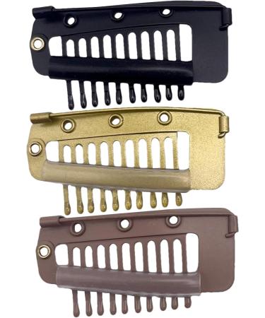 3/4 Hair Chunni Clips With Safety Pin - Easy To Use Hair Extension Clips Metal Snap Clips | Dupatta Clips Hair Extension Wig Clips 10 Teeth Snap Comb Clips For Hijab & Tikka Setting Wig Clips 3 Colors - Buy Online on GoSupps.com