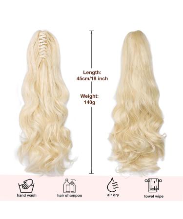 Dcbaboo 45cm Wavy Ponytail Hair Extension - Clip-in Braid with Clamp - Bleach Blonde Synthetic Hair - 140g Long Hair Accessory - Buy Online on GoSupps.com