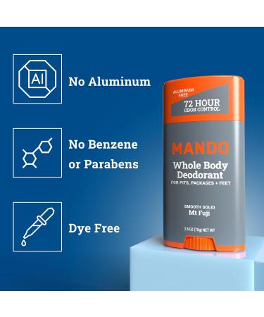 Mando Whole Body Deodorant For Men - Smooth Solid Stick - 72 Hour Odor Control - Aluminum Free Baking Soda Free Skin Safe - 2.6 ounce (Pack of 3) Bourbon Leather Pro Sport Mt Fuji 2.6 Ounce (Pack of 3) - Buy Online on GoSupps.com