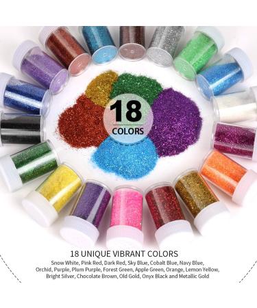 LEOBRO 18 Pack Glitter Resin Shake Jars - Fine Glitter Assorted Set for Resin, Nail Art, Crafts - 270g Total - Buy Online on GoSupps.com