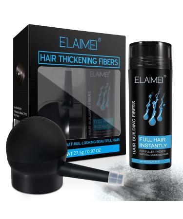 Hinourisha Hair Fibres Black Professional Hair Fibres for Thinning Hair for Women & Men Hair Thickener in 15 Seconds Natural Formula Hair Thinkening Spray Powder for Thinning Hair-Black #003