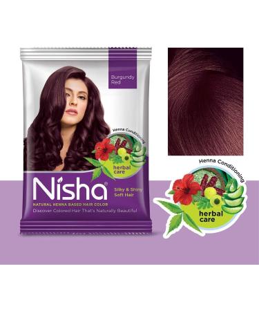 Nisha Lot de 12 colorations pour cheveux au henn rouge bordeaux avec amla shikakai hibiscus aloe vera ayurv dique herbes soin des cheveux avec autocollant Kajal Rouge bordeaux (lot de 12) - Buy Online on GoSupps.com