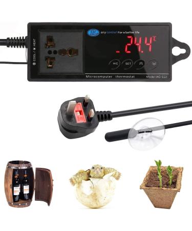 XIEHUZA Reptile Thermostat Digital LED Heating and Cooling Temperature Controller Outlet for Seed Germination Reptiles and Brewing Breeding Incubation Greenhouse 1100W 220V - Buy Online on GoSupps.com