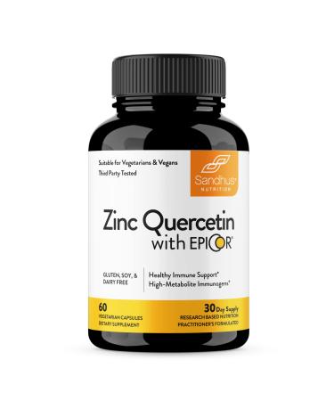 Sandhu s Zinc Quercetin with EpiCor - Gluten-Free Zinc Supplement  Supports Immune & Digestive Health - 60 Vegetarian Capsules - Buy Online on GoSupps.com