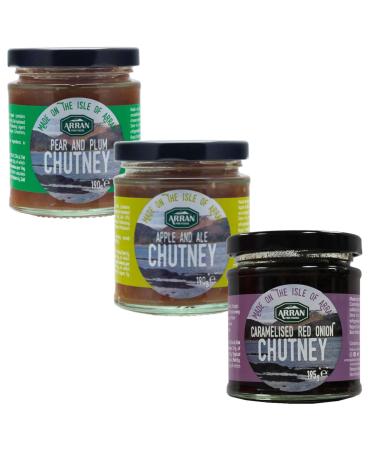 Arran Fine Foods Chutney Selection Bundle - 3 Delicious Flavours - Caramelised Red Onion Apple & Ale Pear & Plum 3 x 190g Jars - Buy Online on GoSupps.com