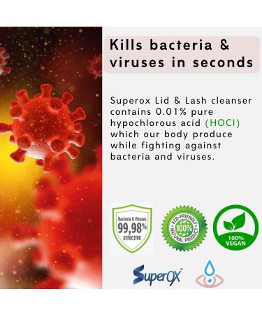Superox Eyelid and Eyelash Cleanser - Hypochlorous Acid Spray for Irritation, Styes, Blepharitis - 100ml - Buy Online on GoSupps.com