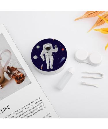 Astronaut & Planets Cute Contact Lens Case - Portable Round Storage Box with Mirror for Travel & Daily Use - Buy Online on GoSupps.com