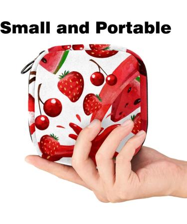 Multicolored Portable Storage Bags for Women's Bandages & Menstrual Products - Cherry Berry Watercolor Style - Buy Online on GoSupps.com
