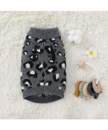 FAMKIT Dog Sweater | Leopard Pattern Puppy Knitwear | Warm Winter Clothes for Small Dogs (2-3 KG) - Gray - Buy Online on GoSupps.com