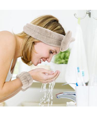 WHAVEL 6-Piece Face Wash and Spa Headband Wristband Set - Beige/Light Coffee | Makeup and Skincare Accessories - Buy Online on GoSupps.com