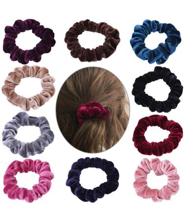 10 Pcs Velvet Scrunchies Set - KINGMAS Elastic Flannelette Hair Bands for Women - Hair Ties and Hair Ropes Accessories - Buy Online on GoSupps.com