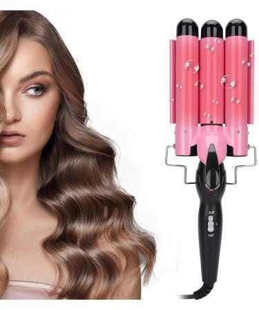 3 Barrel Curling Iron Wand Adjustable Hair Crimpers Hair Styling Tool Hair Curler Waver Crimper for Home and Salon 110V 240V (Pink 28mm) US Plug Pink 28mm - Buy Online on GoSupps.com