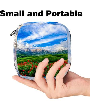 Buy Muooum Menstrual Polster Bag - Stylish Zipper Organizer for Tampons - Ideal for Women & Girls - Beautiful Mountain Green Valley Design - Buy Online on GoSupps.com