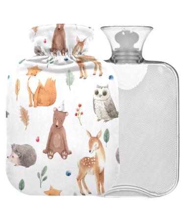 Naanle Hirsch hedgehog fox hot water bottle with reference warm and cold therapy Transparent hot water bottle 1l warm head for bed hand feet warmer pain relief
