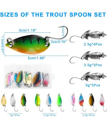 Trout Bait Spoon Set - 10 Piece Fishing Lure Kit (5g 3.5g 2.5g) with Box for Trout & Perch Fishing - Perfect for Fishing Excursions - Buy Online on GoSupps.com
