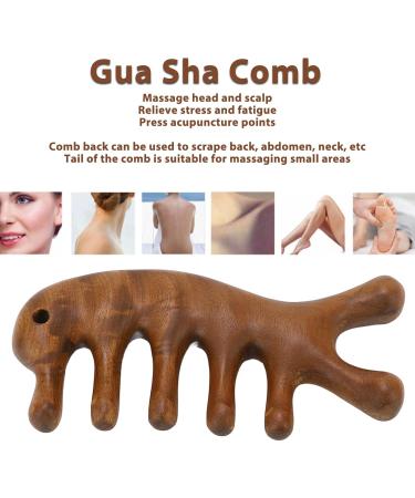 Premium Sandalwood Hood Scalp Massage Comb - Wide Tooth Wooden Hair Comb for Stress Relief & Relaxation - Buy Online on GoSupps.com