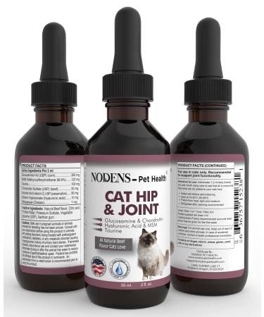 NODENS CAT Hip and Joint Glucosamine for Cats with Chondroitin and Opti-MSM Hyaluronic Acid for Improved Joint Flexibility and Pain Relief from Inflammation and Cat Arthritis 2 floz - Buy Online on GoSupps.com