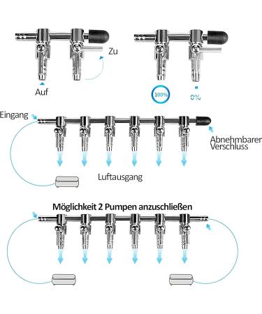 Movoja AQ Air Aquarium Distributor | Stainless Steel 5-Connector | Continuously Regulated Air Strom Controller | 2-10 Variants for Optimal Fish Care - Buy Online on GoSupps.com