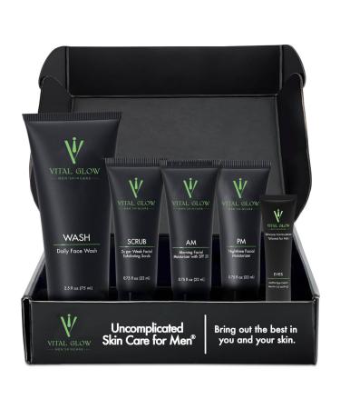Men's Skin Care Set Essential Skin Care Routine for Men Includes Face Wash (75ml) Scrub (22ml) Day Moisturizer (22ml) Night Moisturizer (22ml) and Eye Cream (14gm)